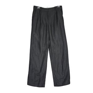 H&M Trouser Pants Wide Leg Linen Blend Size 6 Black